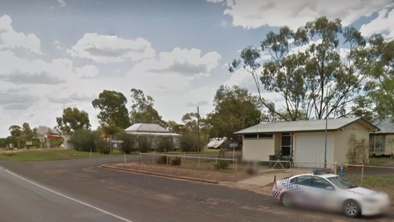 Dulacca Police Station (right) near the service station (left) Korie Peter-Robert Mutch claims his girlfriend pulled over. Pic: Google Maps