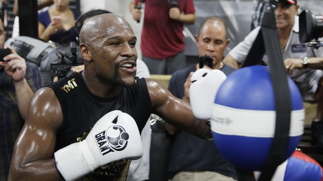 Floyd Mayweather Jr. at his gym. Picture: AP