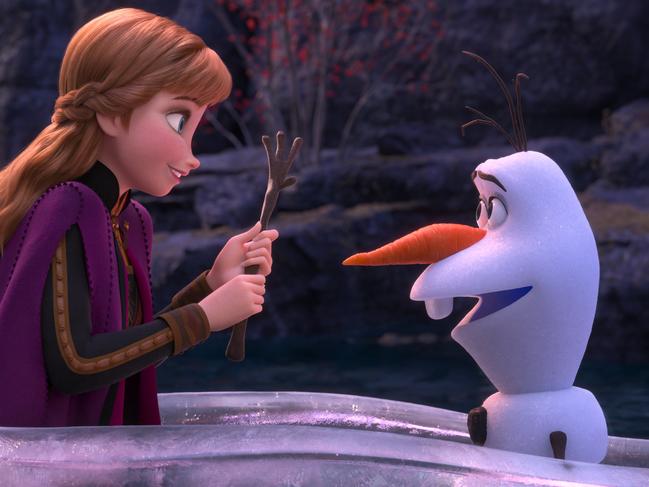 Anna and Olaf (Josh Gad) in Frozen II.