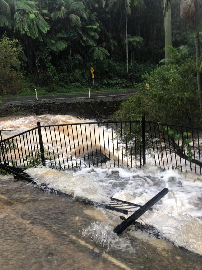 Curtis Falls Cafe are pleading with motorists to be mindful of driving in flooded waters past their business saying it creates more work for the businesses clean up.