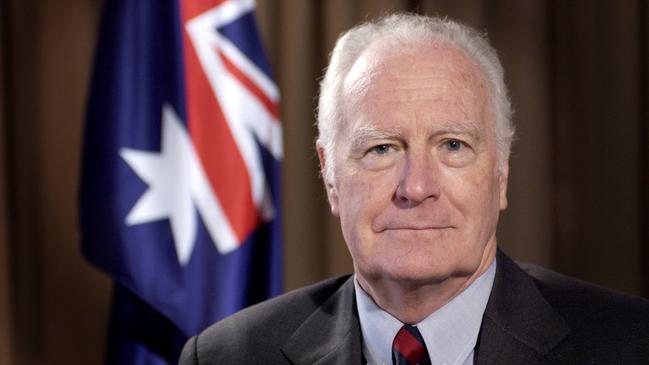 Outgoing Governor-General Dr Peter Hollingworth during his 2003 televised address to the nation as he explains his resignation. Picture: David Foote