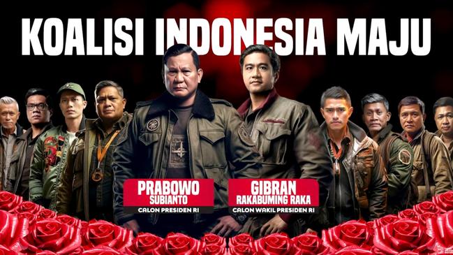 Prabowo Subianto kicked off his campaign alongside vice presidential running mate Gibran Rakabuming Raka, son of outgoing president Joko Widodo with new Top Gun style camapign posters. Picture: X