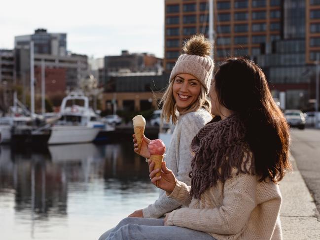 Ice cream on the Hobart waterfront. Picture: Samuel Shelley/Tourism TasmaniaEscape, Angus Fontaine, This Time Next Year