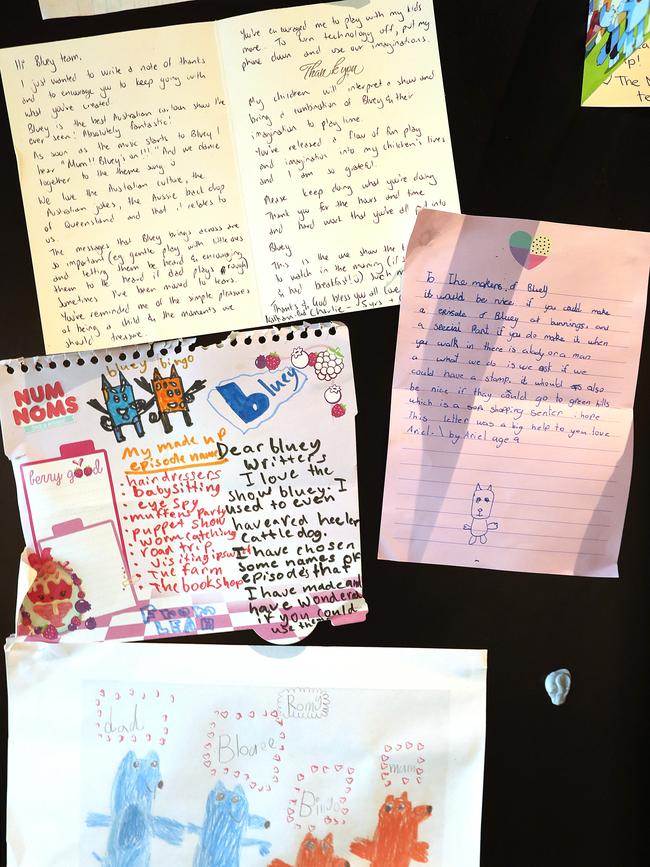 Letters from children to Bluey. Picture: Lyndon Mechielsen