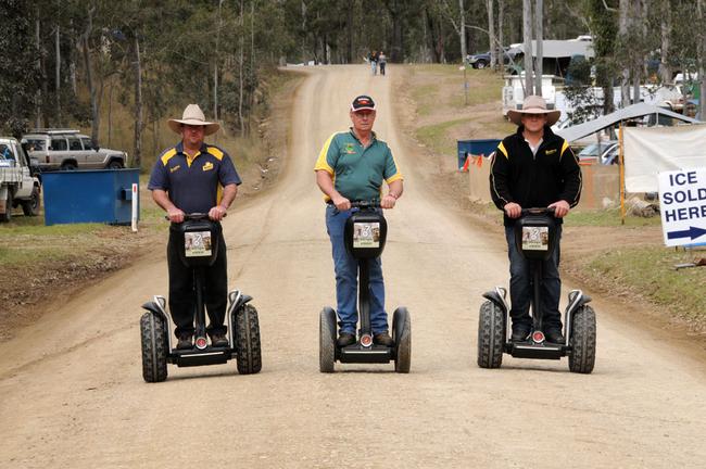 On the segways are Sean Haines, Len Waddington and Jay Waddington. Picture: Craig Warhurst