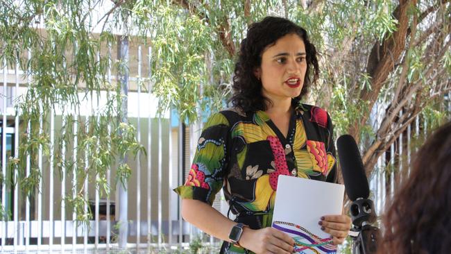 Education Minister Lauren Moss launched the education engagement strategy at Centralian Middle School on Monday. Picture: Lee Robinson