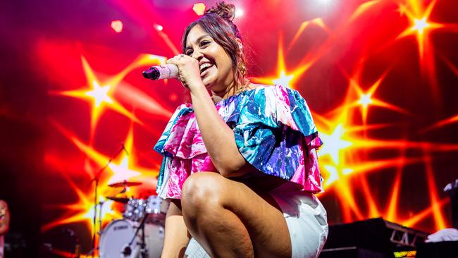 Jessica Mauboy performs on stage during the 2020 Australian Open Girls Day Out. Picture: Getty
