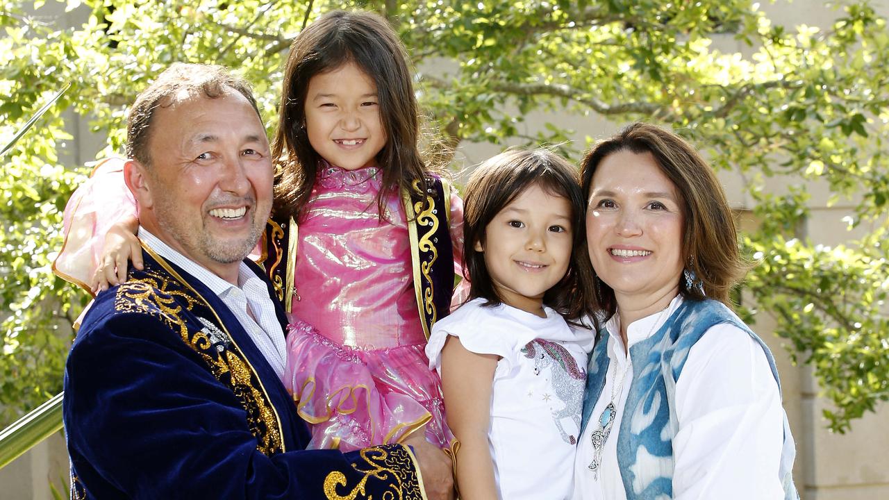 Kairat and Lana Nurkenov from East Killara with their granddaughters, Aruzham and Azhar. Picture: John Appleyard