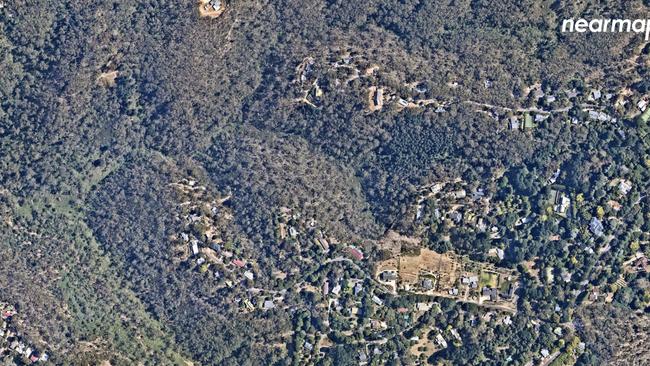 Best in the city centre and Adelaide Hills for tree canopy cover was Crafers West, 63 per cent. Aerial photography. Picture: Nearmap.