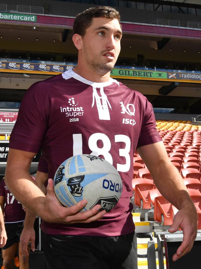 Corey Oates walks onto the field during the Queensland State of Origin team's captains run at Suncorp Stadium. Photo: AAP