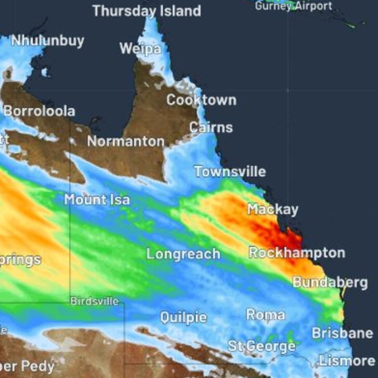 Forecast accumulated rain during the 72 hours ending at 10pm Friday. Picture: Weatherzone