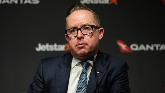 SYDNEY, AUSTRALIA - NCA NewsWire Photos - 24 AUGUST, 2023: Qantas Group Chief Executive Officer Alan Joyce discusses the Qantas GroupÃs full year results at the Qantas Head Quarters in Mascot.Picture: NCA NewsWire / Christian Gilles