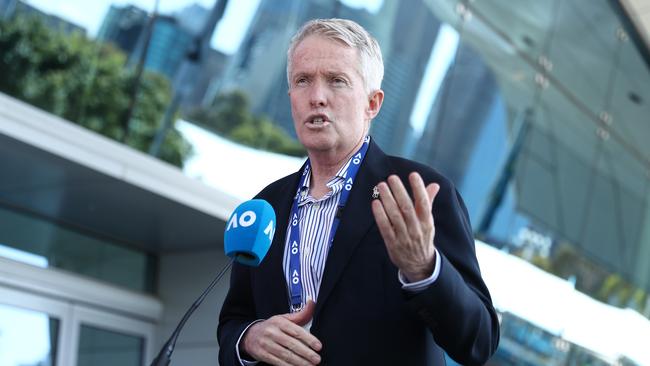 Craig Tiley, CEO of Tennis Australia speaks at a press conference during day five of the 2021 Australian Open at Melbourne Park on February 12, 2021 in Melbourne, Australia. (Photo by Mark Metcalfe/Getty Images)