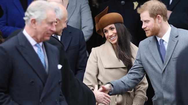 Charles, Meghan Markle and Prince Harry in 2017. Picture: Getty Images