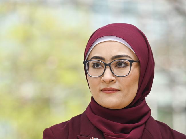 CANBERRA, Australia - NewsWire Photos - October 9, 2024: Senator Fatima Payman holds a press conference at Parliament House in Canberra. Picture: NewsWire / Martin Ollman