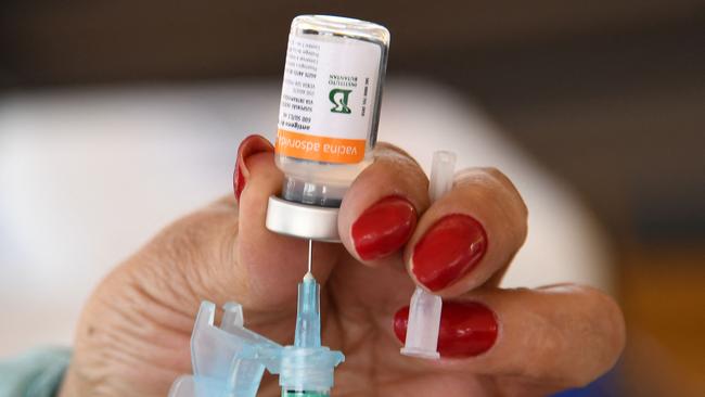 A healthcare worker prepares a dose of the CoronaVac Covid-19 vaccine
