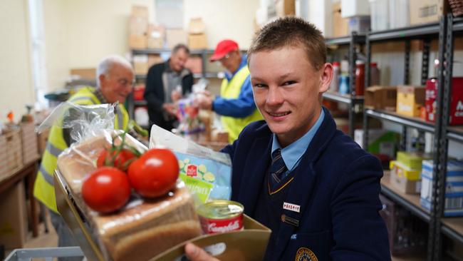 Hamilton and Alexandra College Year 11 student Ned Walker, 16, volunteers weekly for food charity SecondBite. Picture: Karla Northcott