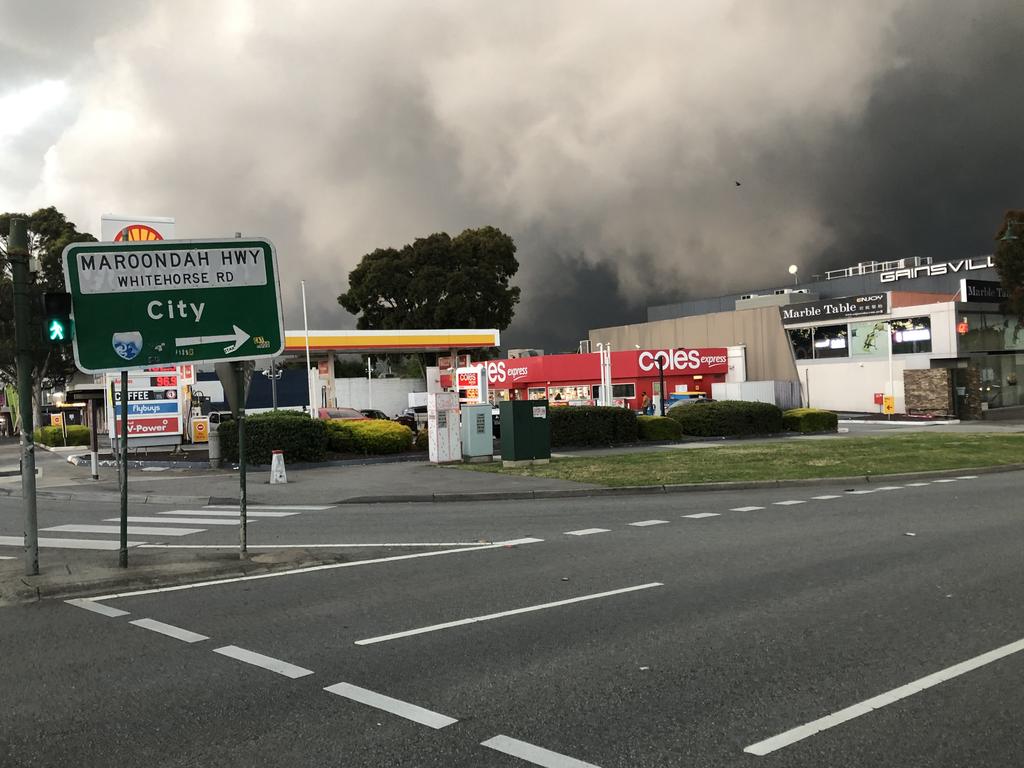 The storm rolling across Nunawading. Picture: Nathaniel Bane