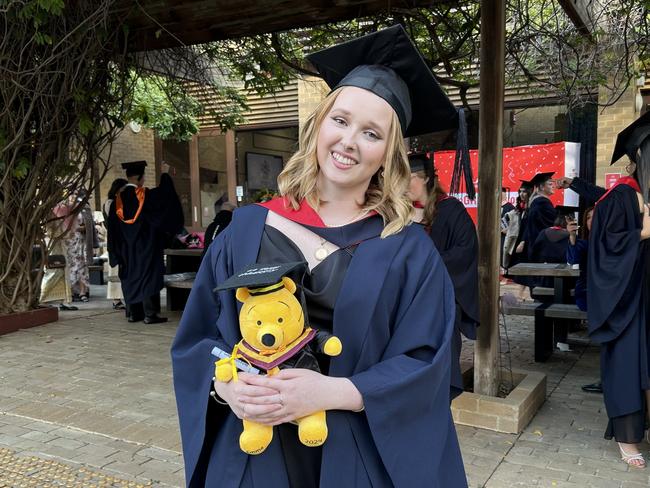 Emma Dunlop graduates with a Bachelor of Nursing and Midwifery from La Trobe University on May 14, 2024. Picture: Brittany Busch