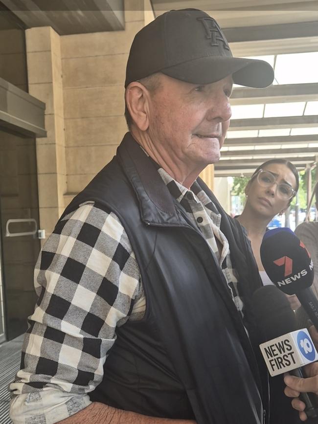 Longtime family friend of the Clark family, John Reinke talks to media outside court. Photo: Lucy Rutherford