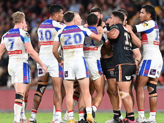 Tempers flared during the Magic Round curtain-raiser. (Photo by Bradley Kanaris/Getty Images)