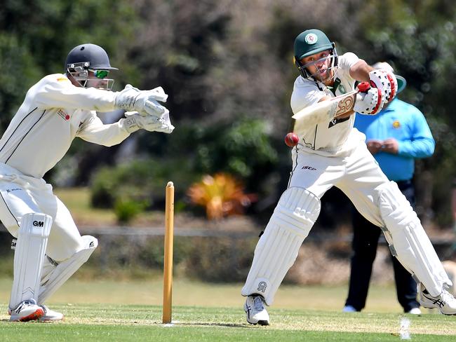 Souths batsman Emmanuel Peterson First grade cricket between South Brisbane and Valley. Saturday September 25, 2021. Picture: John Gass