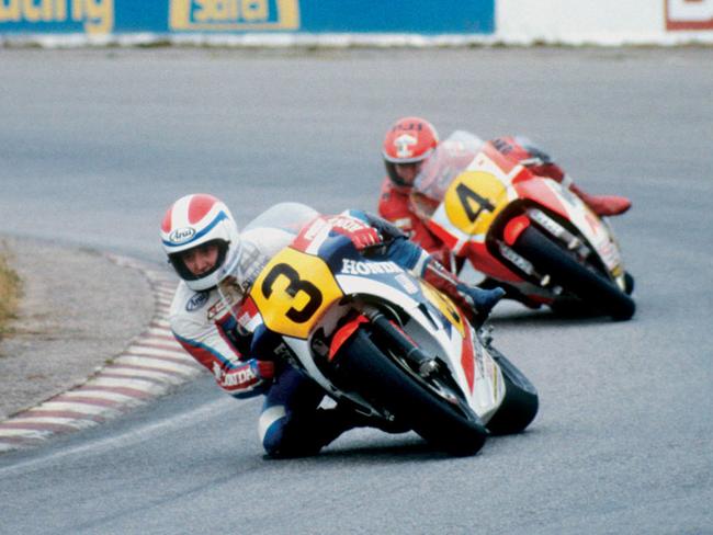 Spencer and Roberts in the infamous 1983 Swedish 500cc Grand Prix.