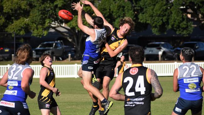 Action between the Grafton Tigers and Northern Beaches to kick off the 2021 AFL North Coast season. Photo: Green Shoots Marketing