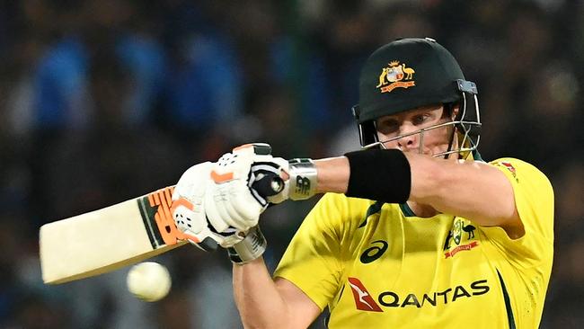 Steve Smith was overlooked for Australia's home summer’s opening Twenty20 game, as speculation he could miss the top XI for the World Cup. Picture: AFP.