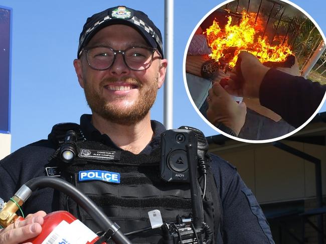 First-year Queensland Police Service Constable Alexander Campbell outside the Ingham Police Station, Hinchinbrook, on Tuesday. Picture: Cameron Bates