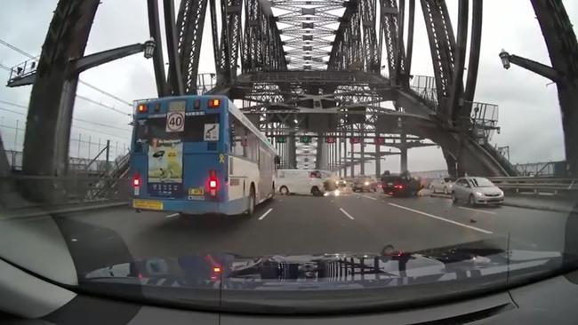 The Sydney Harbour Bridge was partially closed for hours and three people were injured.