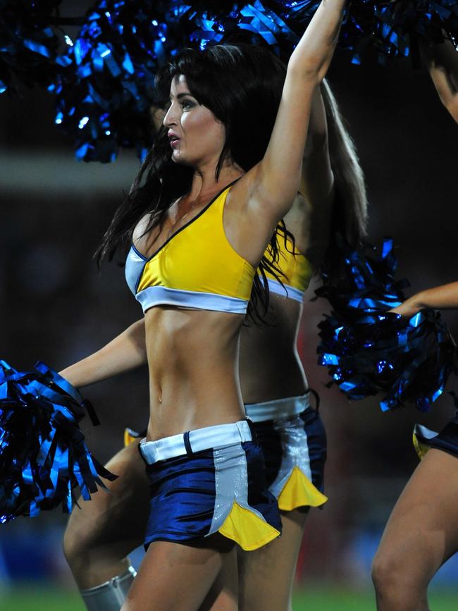 North QLD Cowboys V West Tigers at Dairy Farmers Stadium. Hot Squad Cheerleaders at the game.