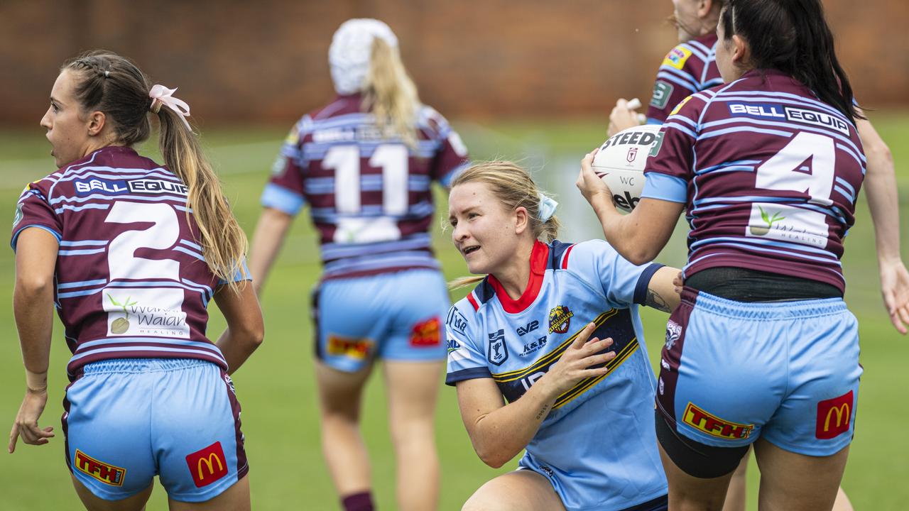 Sarah Hoger reacts after a forward pass call.