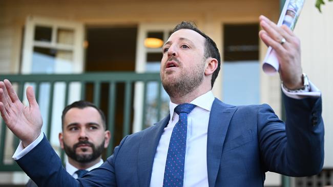 Auctioneer Jon Craven sells a property in Sydney’s Tempe. Picture: James Gourley