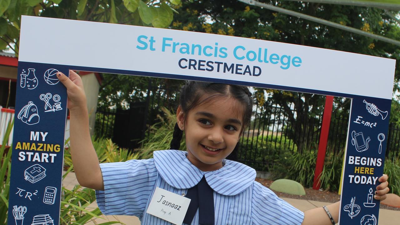 St Francis' College, Crestmead preppies getting in the spirit on their first day of schooling on January 24.