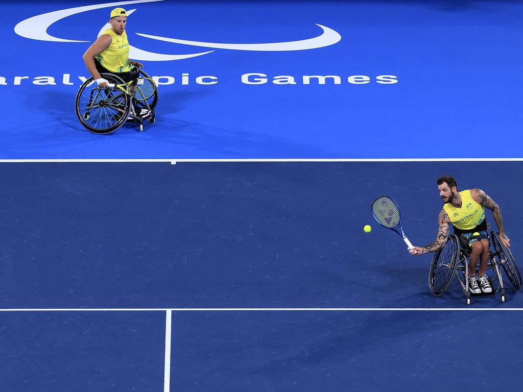 Dylan Alcott and Heath Davidson won silver in the doubles. Picture: Getty Images