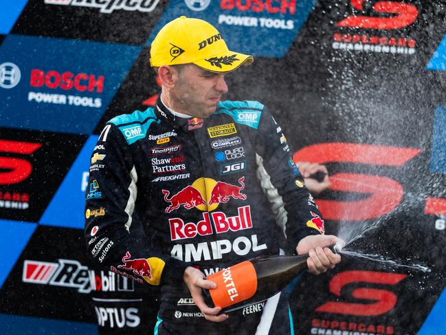 Broc Feeney celebrates winning the Perth Super 440. Picture: Getty