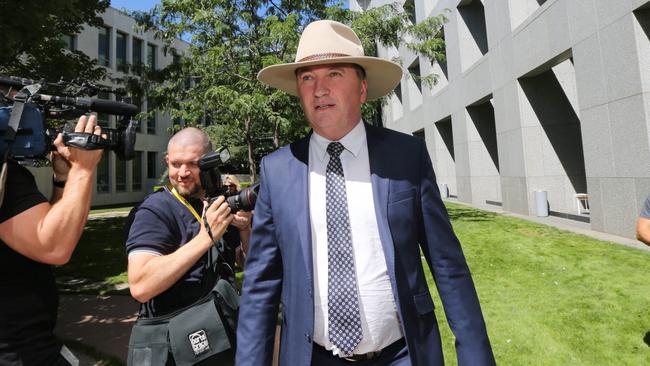 Embattled Deputy PM Barnaby Joyce at a press conference in Canberra. Picture: Gary Ramage