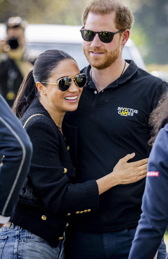 Meghan and Harry have been flanked by a Netflix crew in the Netherlands for an Invictus Games documentary. Picture: Remko de Waal / ANP / AFP