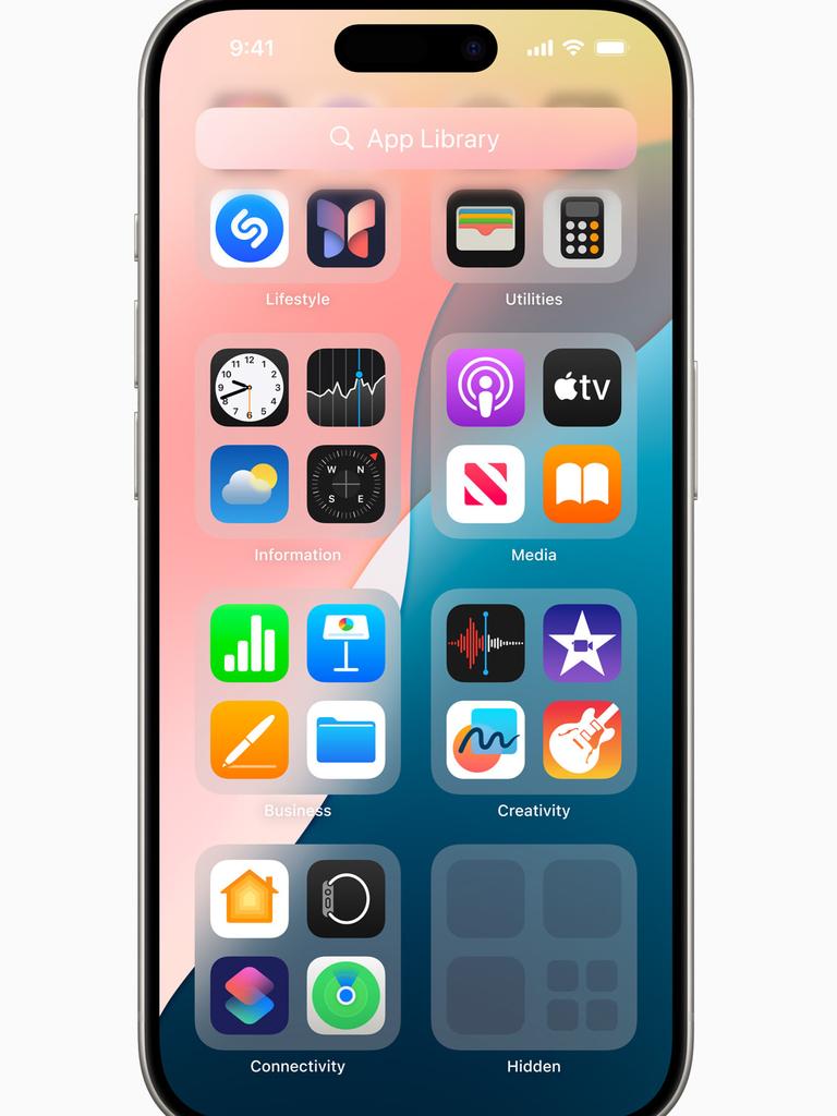 Apple’s free iOS 18 upgrade includes a “hidden folder” feature, which some users fear could enable cheaters to hide dodgy apps and messages from their partners. Picture: Apple
