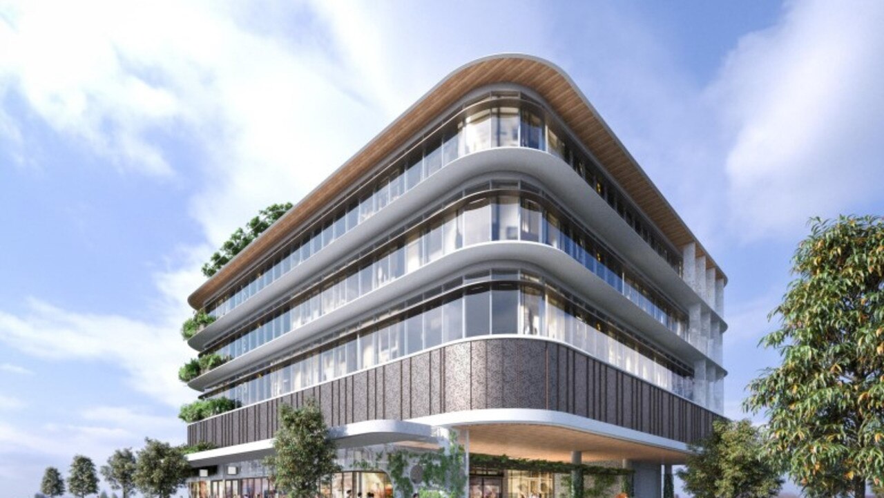 An artist's impression shows the design for the new A1 office building that Coast developer Evans Long wants to build on First Avenue in the Maroochydore city centre.