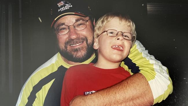 Paul Thewlis, the husband of Angela Falkenberg, and their son James about a month before they died in a devastating house fire. Picture: Supplied