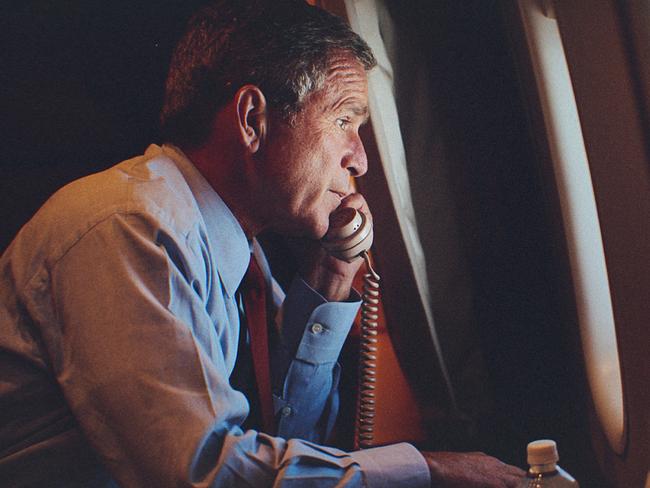 President George W. Bush on board Air Force One