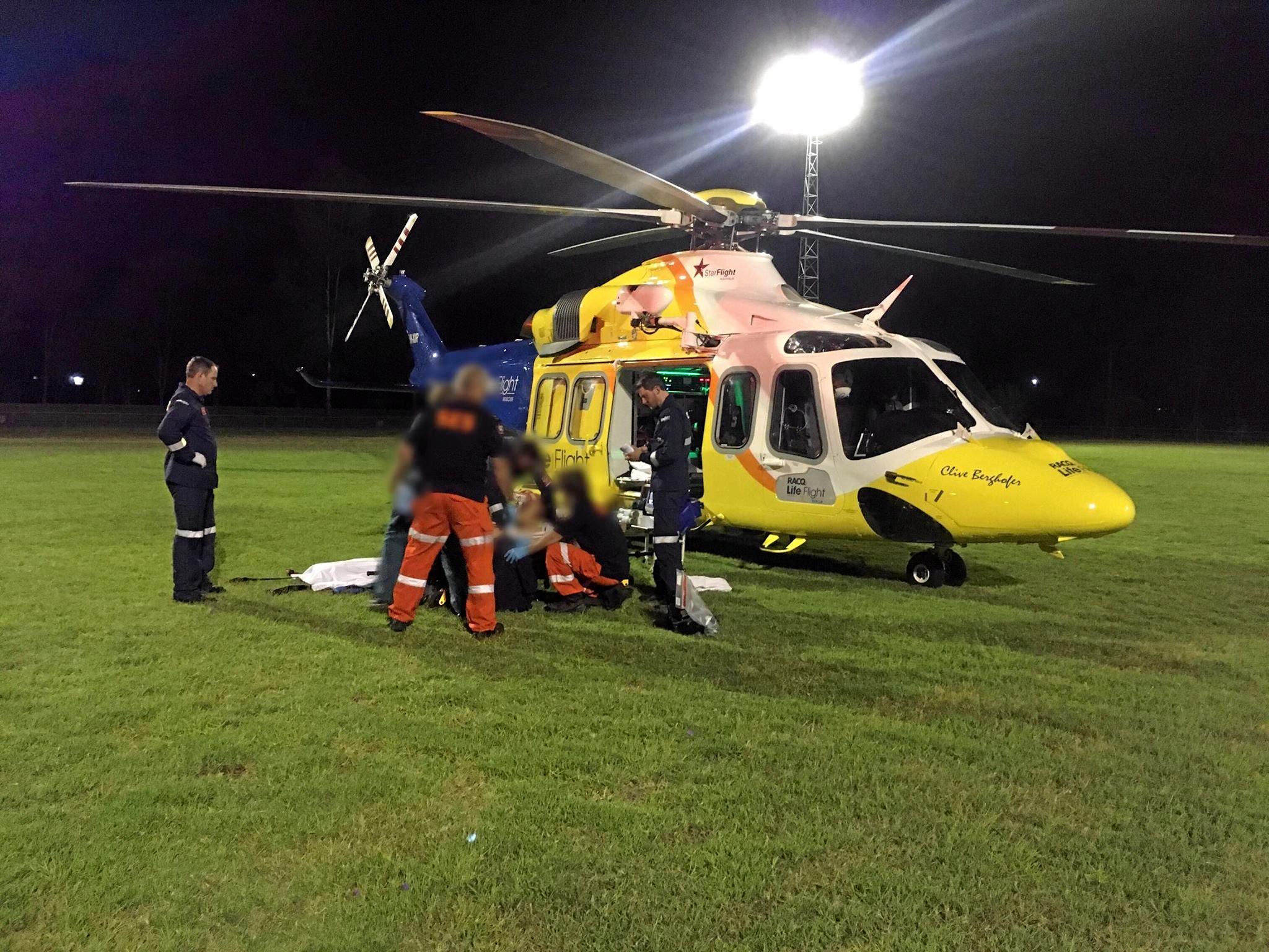 Scenes from the motorcycle accident on November 22. Picture: Courtesy RACQ LifeFlight Rescue.