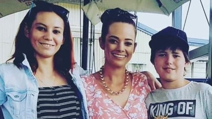 Bradley Smith, 14, (far right) with his sisters Samantha Chapman (left) and Jessica Schirmer (centre.) Ms Chapman said her younger brother was "loving kind and nurturing," and that the family is devastated by his death.