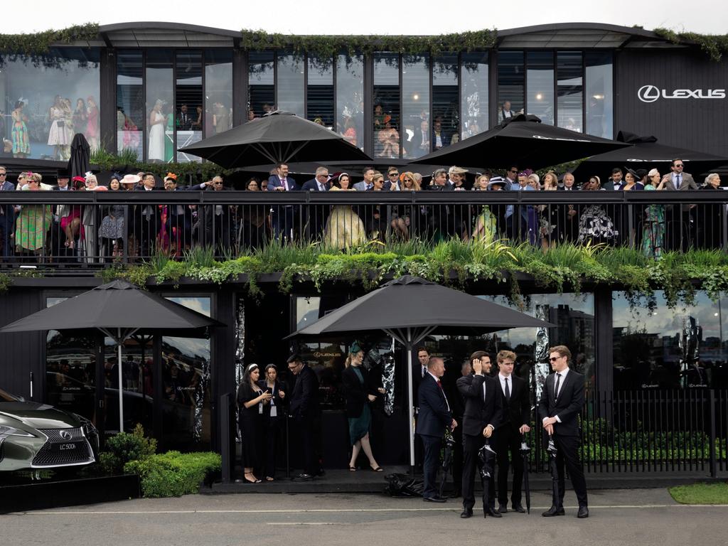 The Lexus Marquee in the Flemington Birdcage. Picture: Marcel Aucar