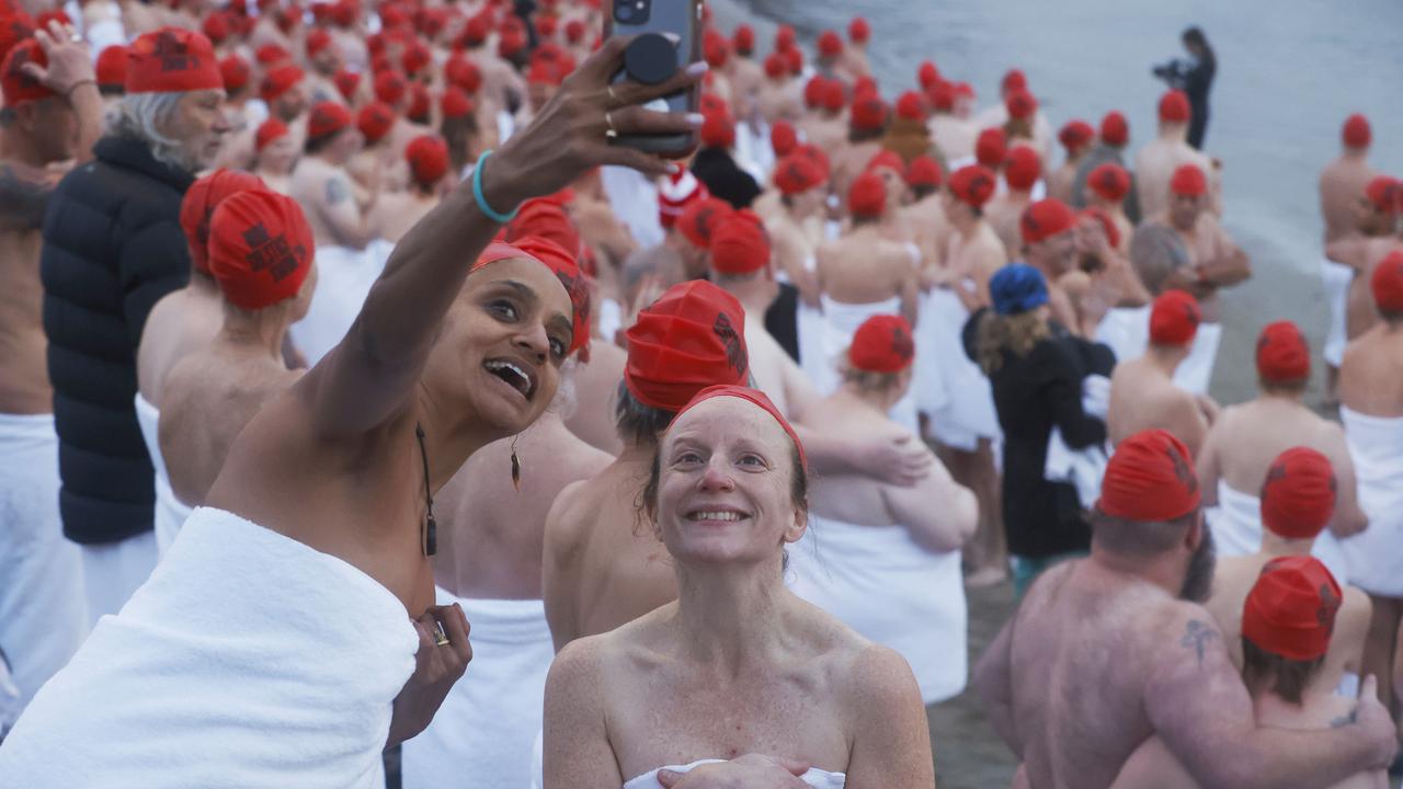 Dark Mofo Nude Solstice Swim 2024 at Long Beach Sandy Bay. Picture: Nikki Davis-Jones