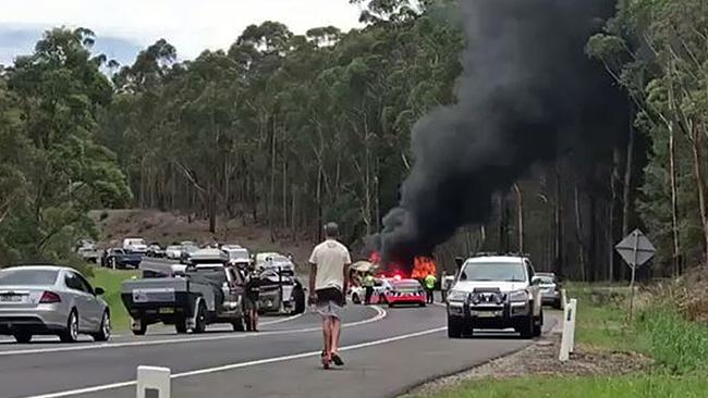 Police have spoken to witnesses who saw Craig Whitall’s Prado swerving on to the opposite side of the road. Picture: 7 NEWS