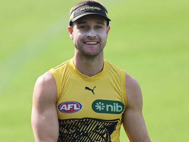 MELBOURNE . 06/04/2023.  AFL . Richmond training at Punt Rd Oval. Richmonds Jayden Short  during todays training session  . Pic: Michael Klein