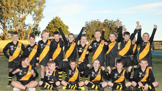 Grovedale Harmes under-9 football team pull their funniest faces. Picture: Alison Wynd